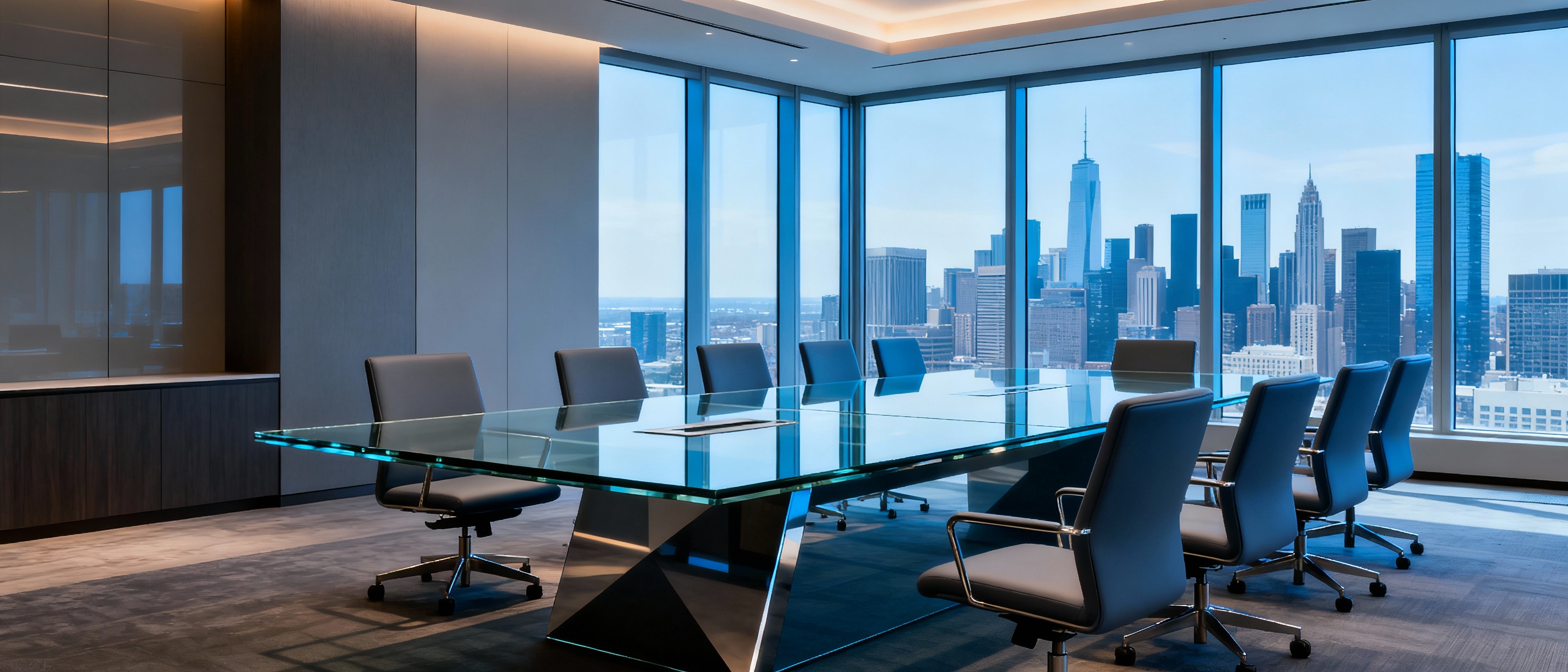 Executive boardroom where C-suite hiring decisions are made - professional meeting space for leadership selection