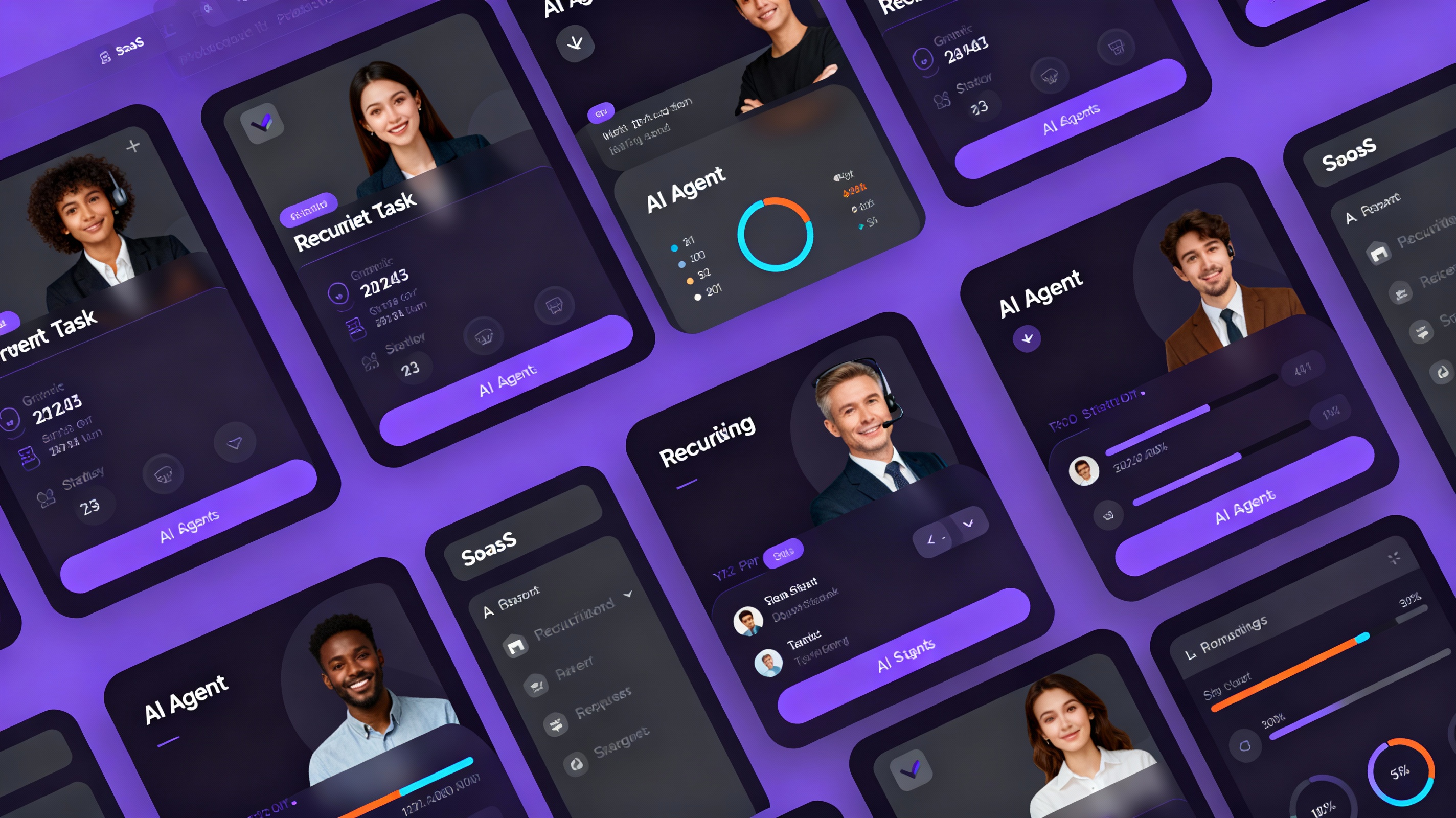 Screenshot of GracePeak Orion dashboard showing multiple AI agents working on different aspects of a search
