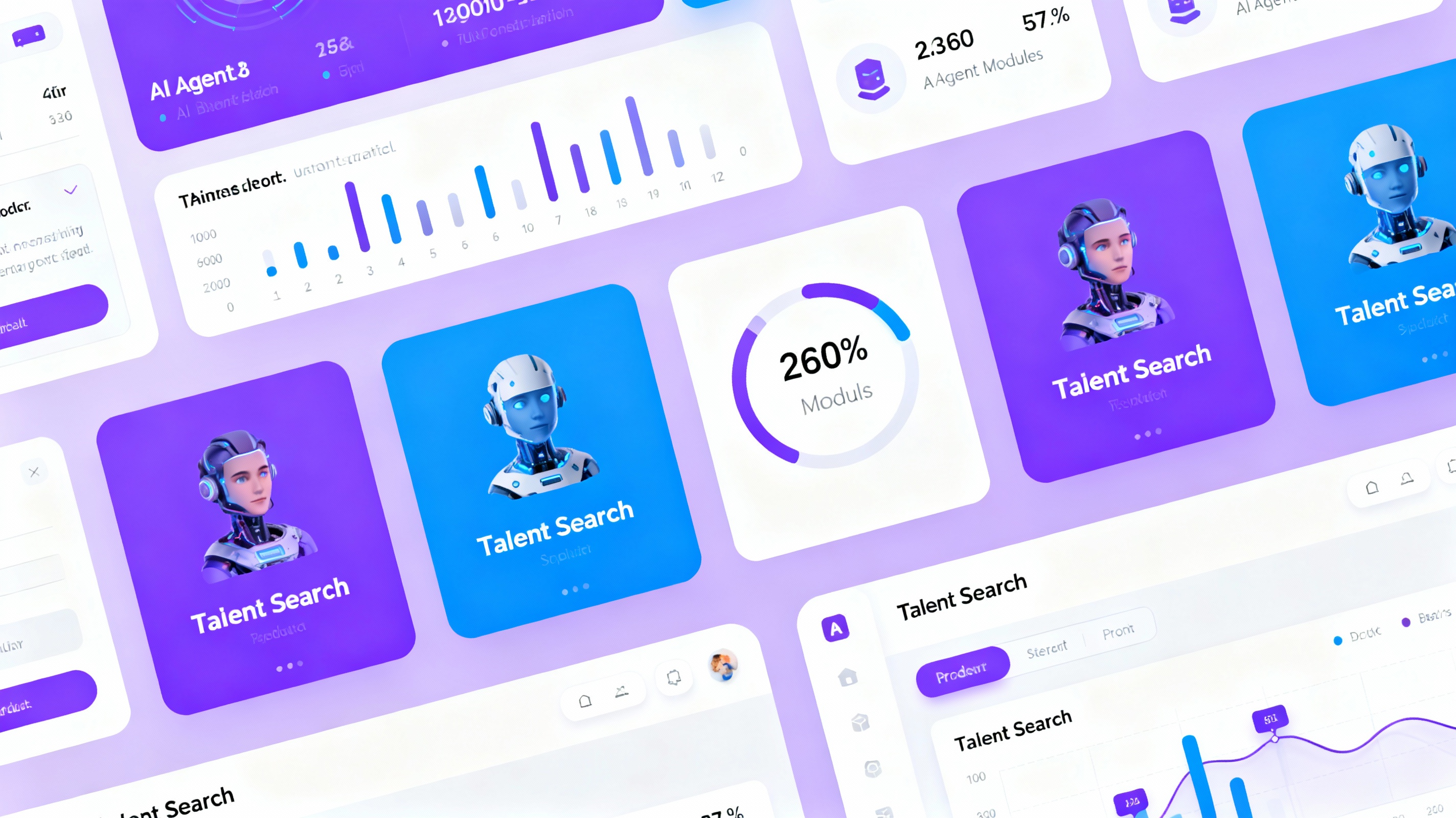 A dashboard showing GracePeak Orion's multi-agent system coordinating across different dimensions of talent identification