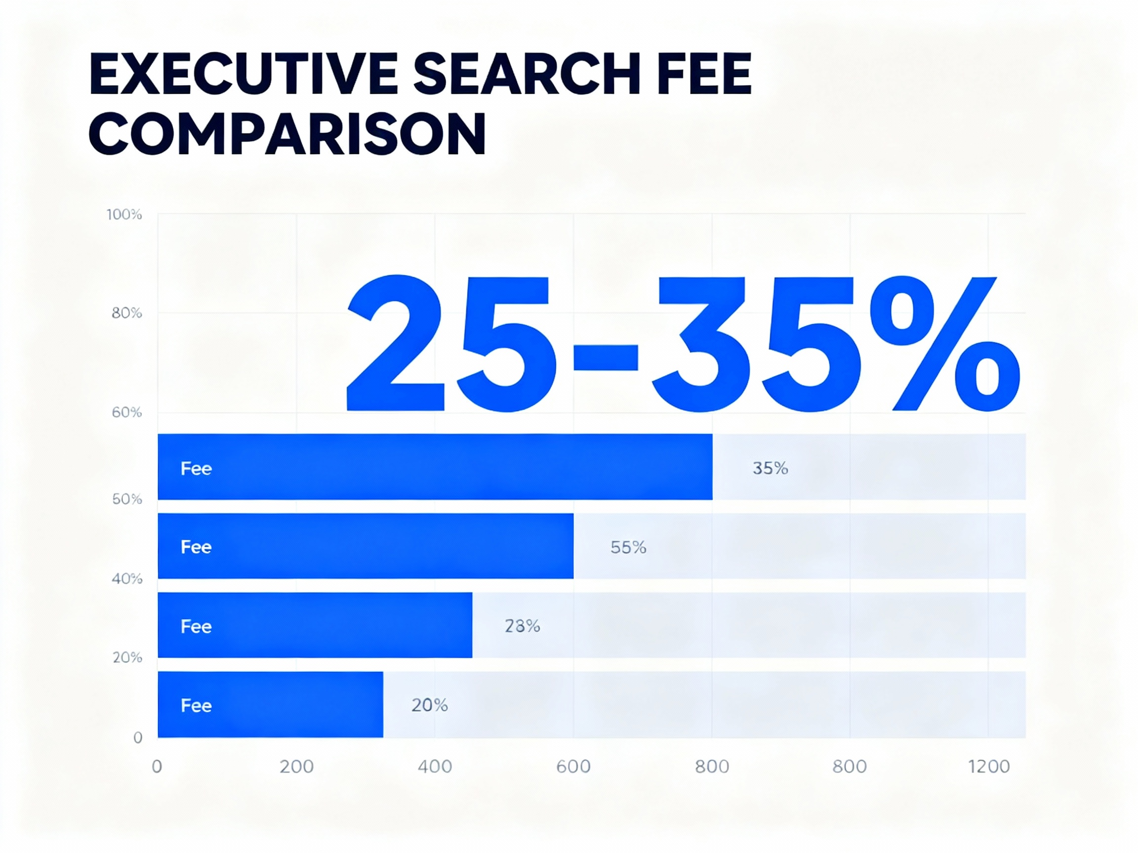 Executive search fee comparison chart showing 25-35% industry standard fees