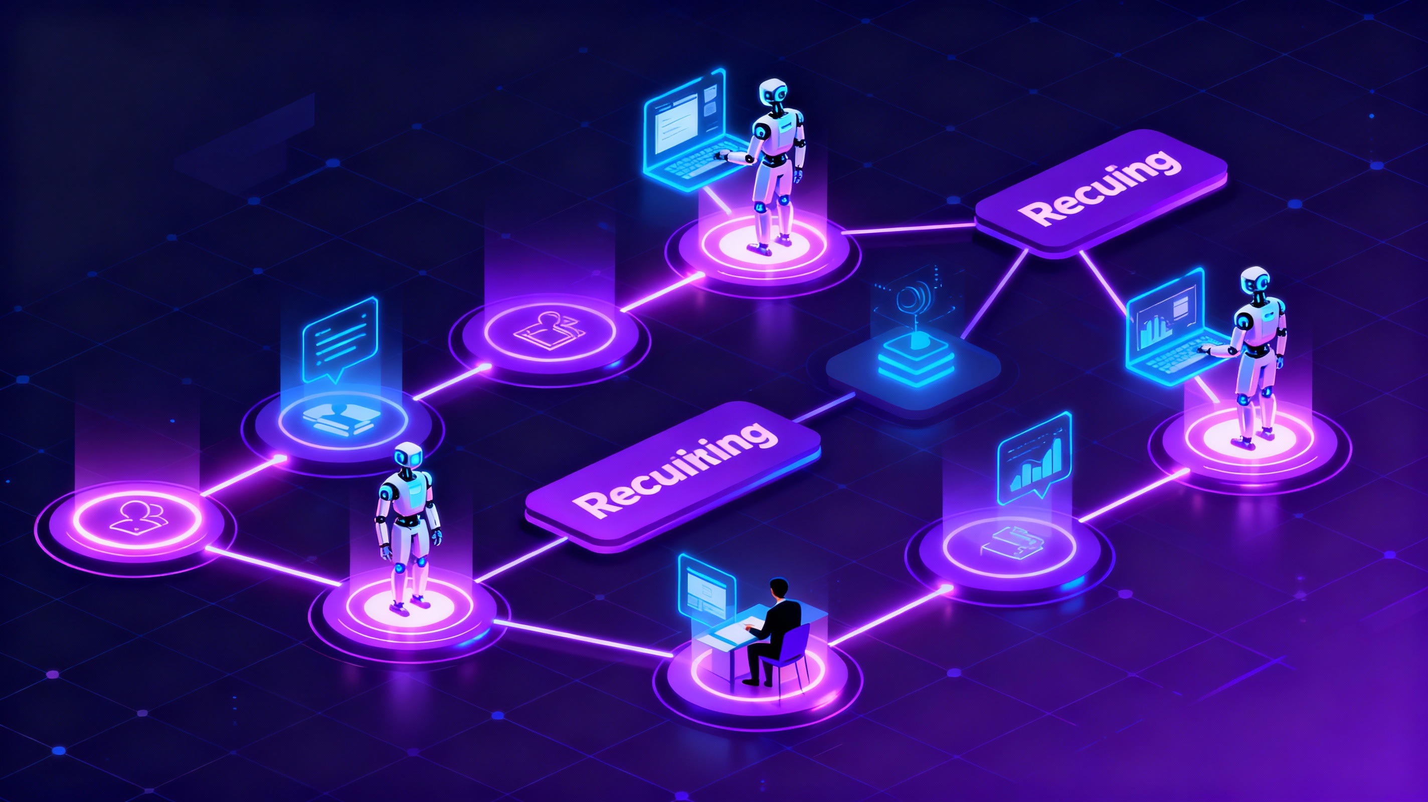Visualization of agentic AI agents working autonomously in a recruiting workflow