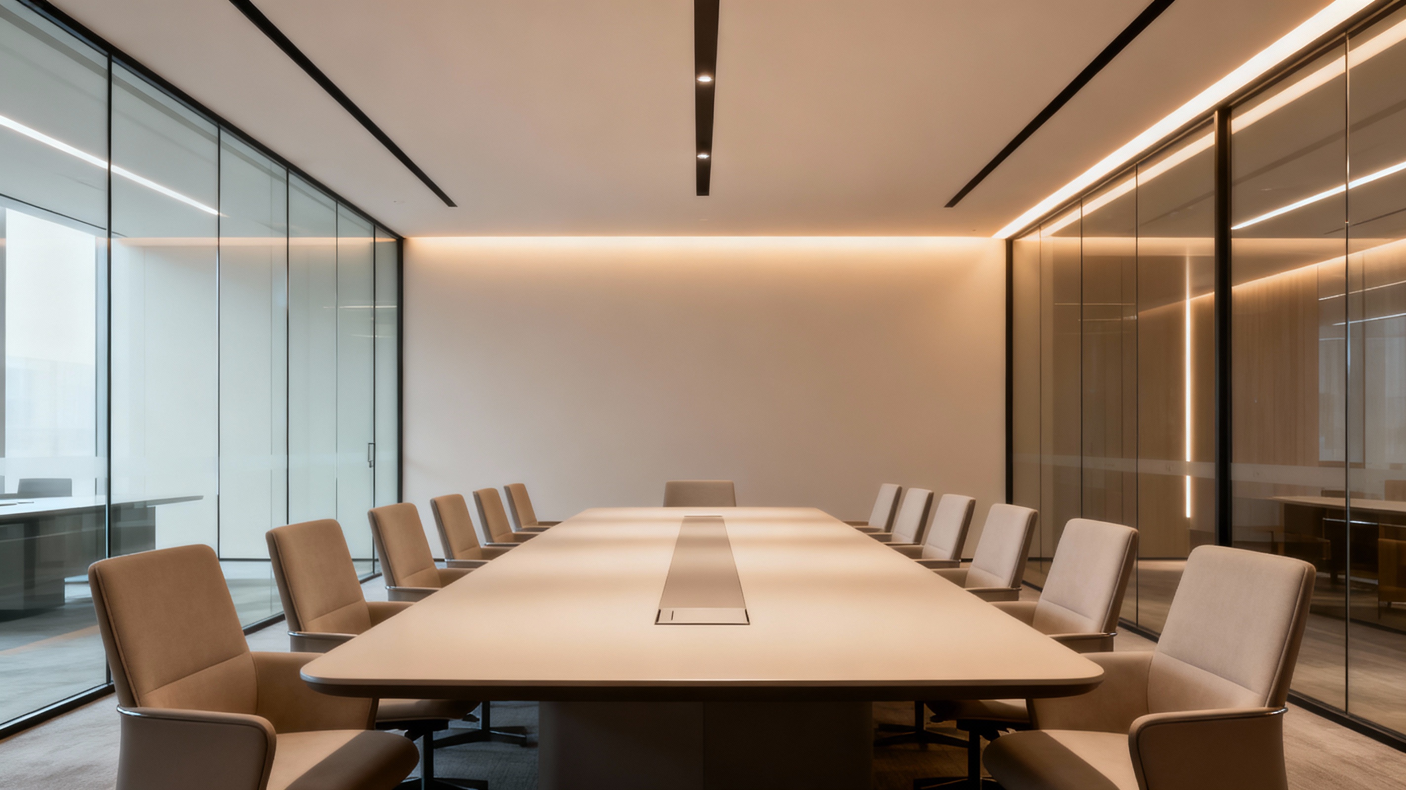 Executive boardroom where C-suite leadership evaluates executive search firm proposals and evaluation criteria